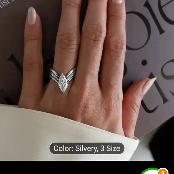 Source Unknown Silver Marquise Ring - Picture 4 of 7